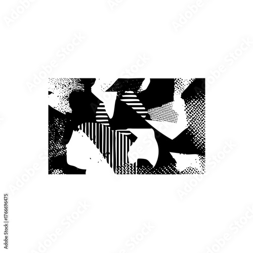 Abstract shapes interact dynamically in a composition