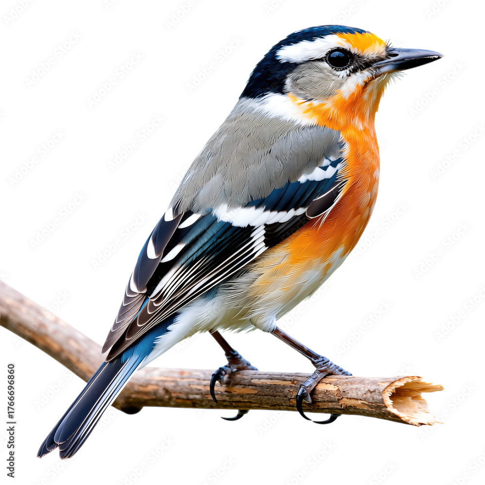 Obraz premium Vibrant songbird perched on branch with colorful plumage