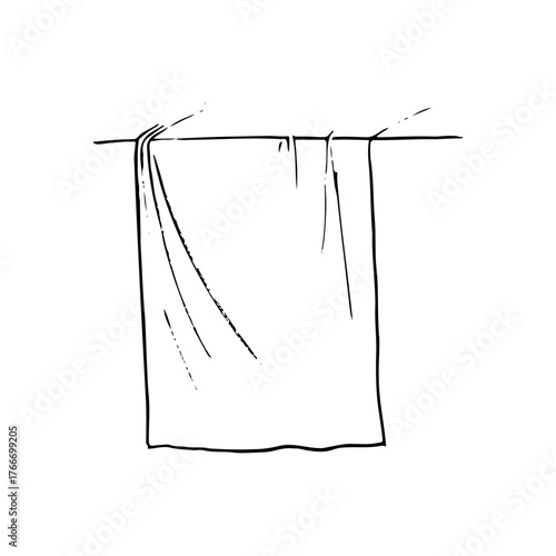corner of a table or bar counter from which a tablecloth or large towel hangs. Hand drawn realistic doodle