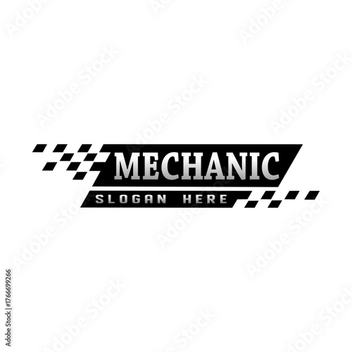Mechanic logo template in racing event style - vector illustration