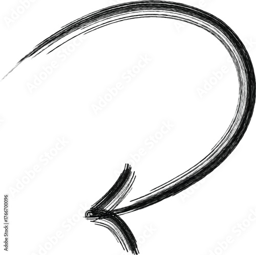 Hand-drawn arrow illustration simple sketch style pointing downward for emphasis or direction
