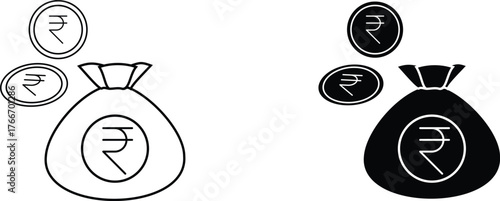 indian rupee icon vector graphic illustration  with white background flat hand made icon fill icon .