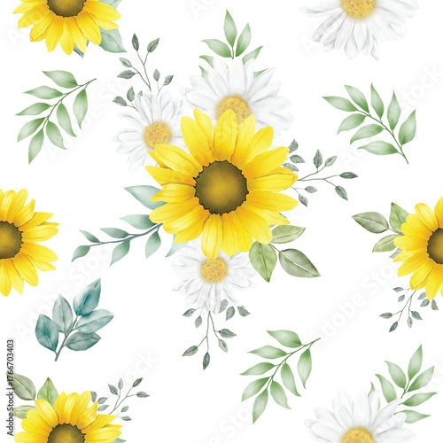 Sunflower seamless pattern