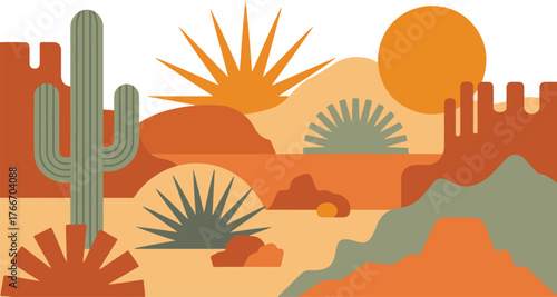 Stylized Desert Scenery Art Wild West Illustration Hot Climate Terrain Landscape