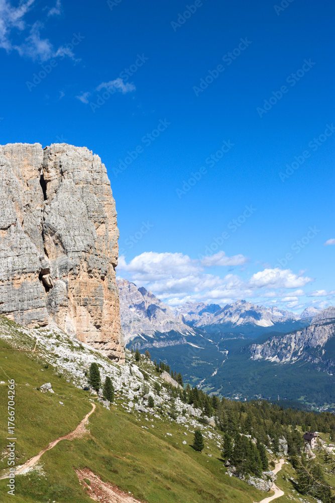 Naklejka premium Cortina D'Ampezzo seen from Cinque Torri