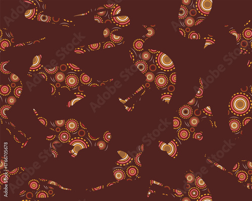 Australian Seamless Pattern Bilby Kangaroo Emu Snake Background Wallpaper