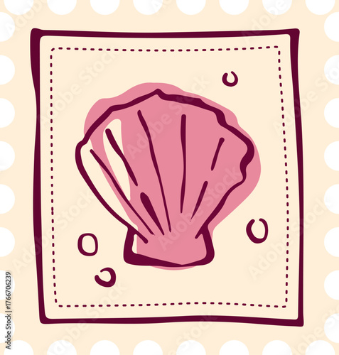 Postal Stamp with Seashell