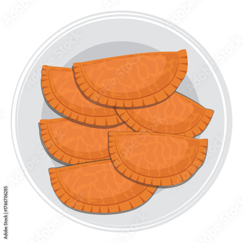 empanada, pasty with filling vector drawing.