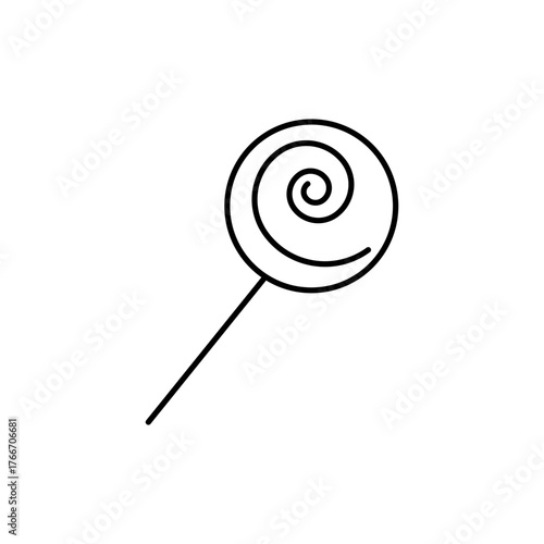 Isolated lollipop icon. Sweets. Chupa Chups. Black and white vector illustration. Can be used in mobile apps, websites, advertising, children's illustrations, and coloring books.