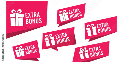 Bright pink extra bonus gift tags for promotional marketing and special offers sale
