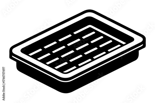 Rectangular baking sheet tray icon with grid pattern lines  