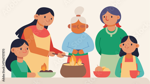 A workshop where elders teach youth traditional cooking ods creating a shared meal that celebrates cultural heritage and community bonds.