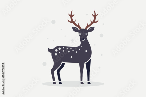 Single reindeer elegant standing Christmas animal outline icon