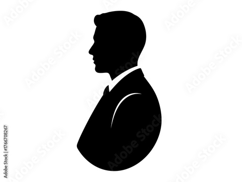 Silhouette of a Person in a Suit Business Profile Icon for Professional Identity