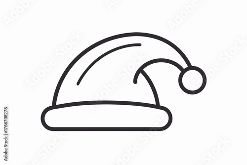 Simple line art Santa hat winter festive headwear icon