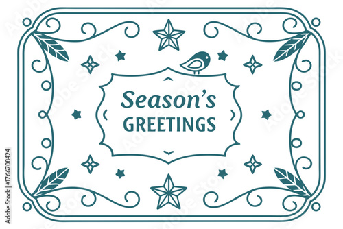 vintage label season s greetings icon ornate decorative frame