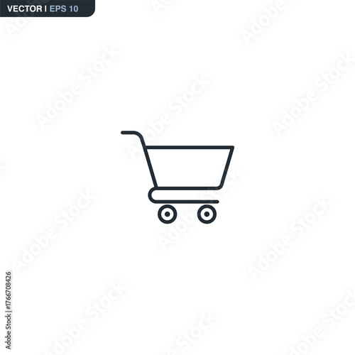 Shopping cart, linear style sign for mobile concept and web design