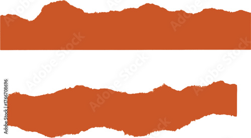 Vector of Two Brown Torn Paper Set on White Background. Ripped Edge Design Elements for Scrapbook and Poster Use.