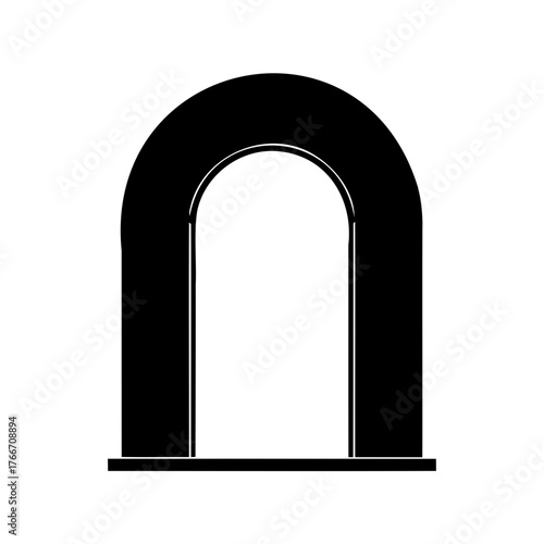 Silhouette of an arched doorway or window frame in black and white