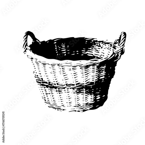 Wicker basket rustic charm in a farmhouse setting