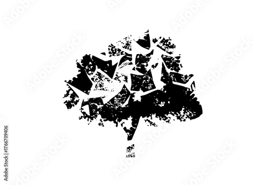 Shattered glass explodes dynamically in a destructive impact