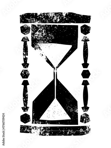 Hourglass time passing in a vintage illustration