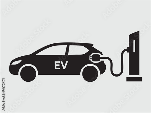 car ev electric vehicle icon vector illustration