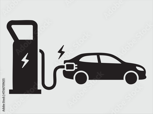 car ev electric vehicle icon vector illustration