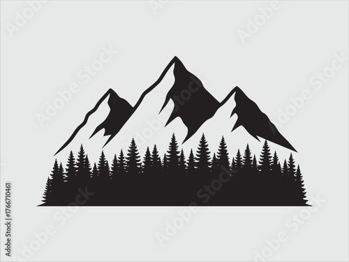 Forest trees with a mountains