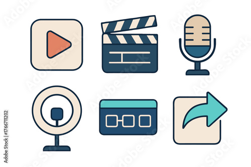 Essential symbols for video production streaming and digital content creation