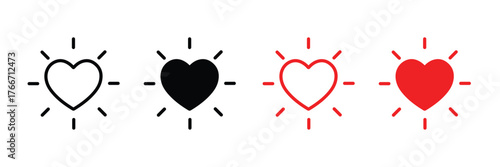 Glowing heart icon set. heart shape set. Valentine design element. vector illustration 