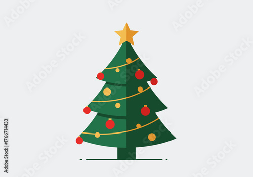 Festive Natal Tree Celebrate the Holiday Spirit with this Charming Green Tree Adorned with Ornaments and a Golden Star for Joyful Celebrations