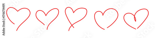 Handdrawn heart shape symbol. valentine design element. handdrawn sketch line art drawing love shape set. vector illustration red heart shape