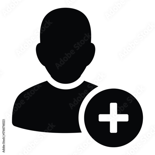 Add user icon person symbol with plus sign for new account creation concept
