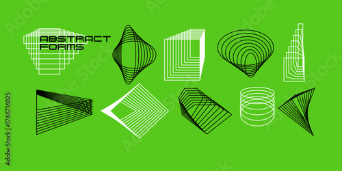 Rough abstract shapes. Various geometric shapes in a simple minimalist style, assembled in a set. Elements for different design and creative options.