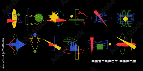 Rough abstract shapes. Various geometric shapes in a simple minimalist style, assembled in a set. Elements for different design and creative options.