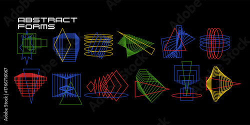 Rough abstract shapes. Various geometric shapes in a simple minimalist style, assembled in a set. Elements for different design and creative options.