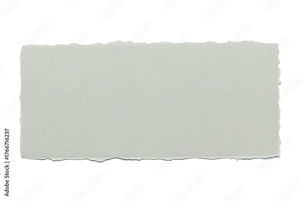 Obraz premium Torn piece of light gray paper isolated on white background