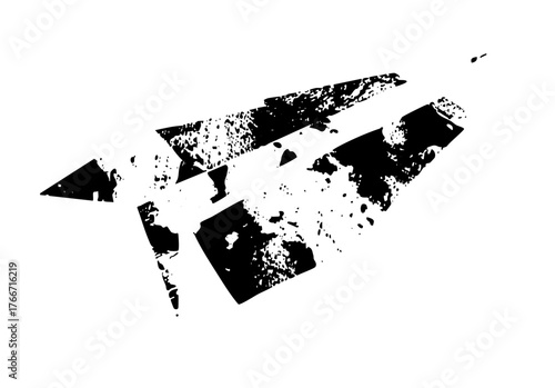 Arrow points forward with distressed texture for directional signage