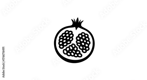 Pomegranate slice black white icon 
