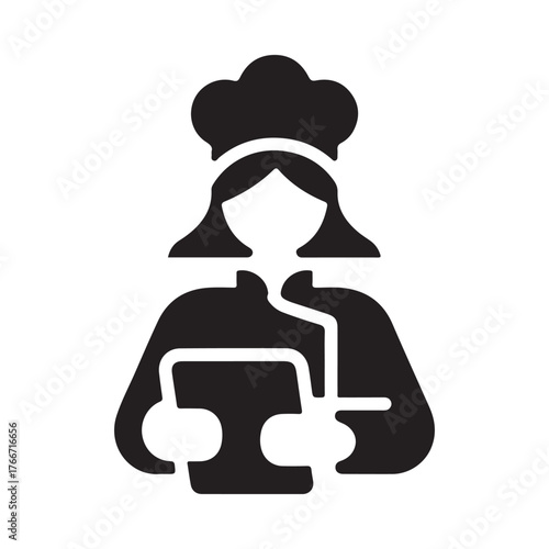 Silhouette of a chef holding a recipe book in a kitchen