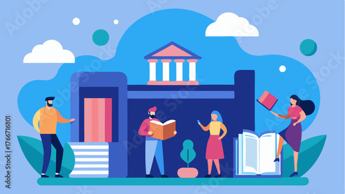 A digital library where students browse ebooks and access multimedia references using AR to visualize historical events alongside texts.