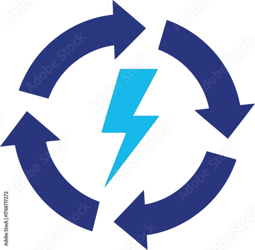 Free Download Renewable energy cycle with lightning bolt symbolizing clean power generation and sustainability practices - GFXLoad