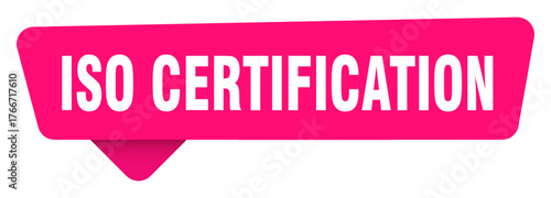 iso certification magenta sticker isolated on transpatent background. iso certification sign
