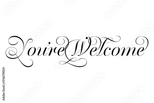 You're Welcome - 手書き風の筆記体で書いたYou're Welcome（どういたしまして）の文字（カリグラフィー）
