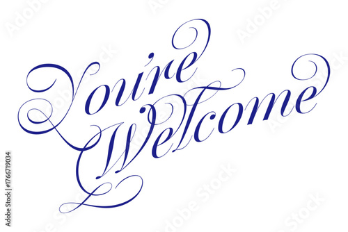 You're Welcome - 手書き風の筆記体で書いたYou're Welcome（どういたしまして）の文字（カリグラフィー）
