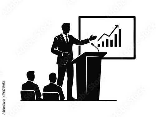 vector silhouette of a person giving a presentation