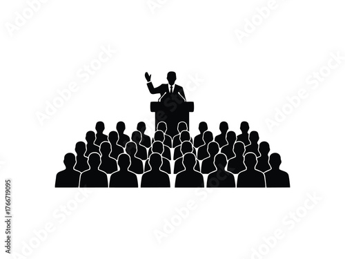 vector silhouette of a person giving a public speech