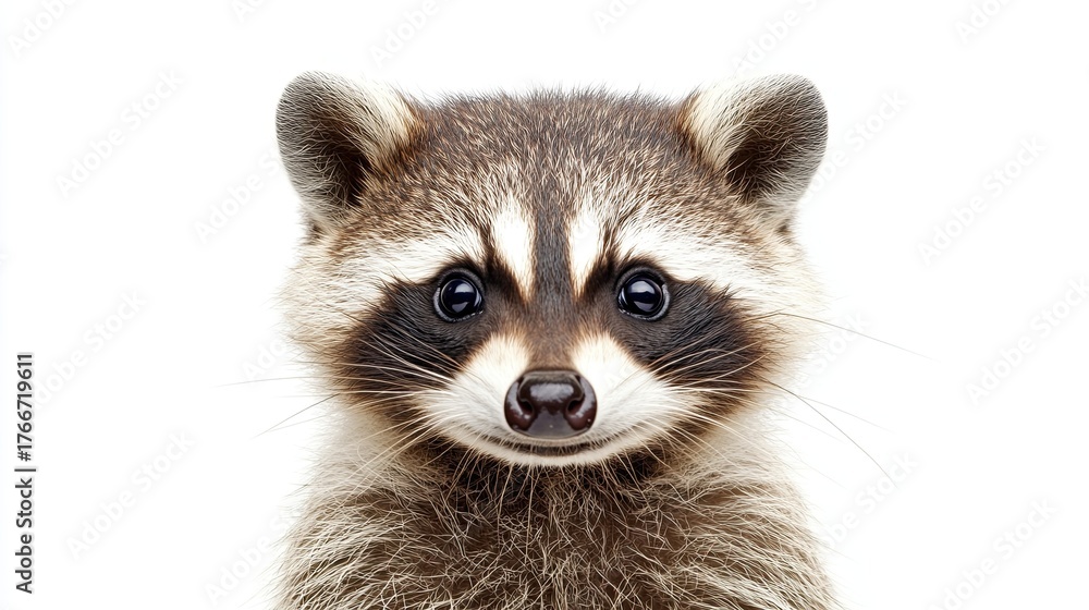 Obraz premium cute funny raccoon, close-up, isolated on white background