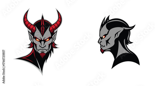 evil demon face with horns